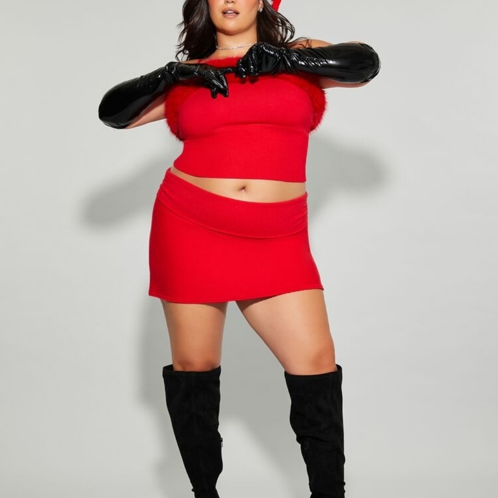 Forever 21 Plus Mean Girls Red Foldover Mini Skirt 1X